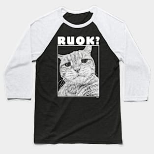 Concerned Cat Baseball T-Shirt